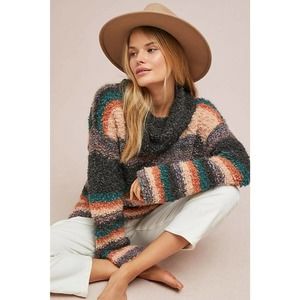 Anthro Moth Murray Striped Turtleneck Jumper Swtr